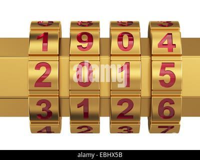 3d render of golden 2015 Year combination lock Stock Photo