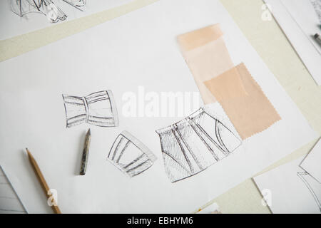 fashion designers, working in progress on tailor table Stock Photo
