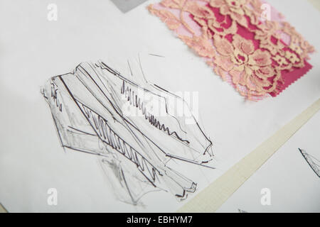 fashion designers, working in progress on tailor table Stock Photo