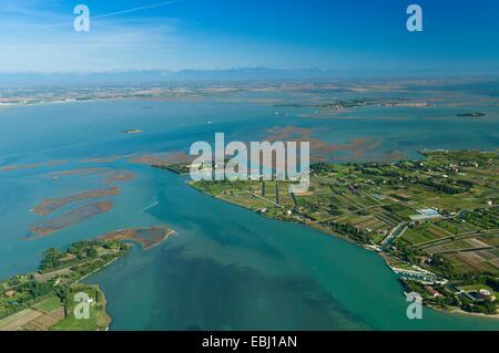 Aerial view of Sant'Erasmo island, Venice lagoon, Italy, Europe Stock Photo