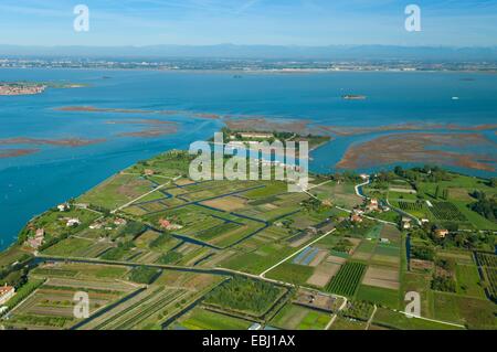 Aerial view of Sant'Erasmo island, Venice lagoon, Italy, Europe Stock Photo