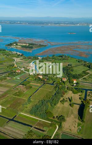 Aerial view of Sant'Erasmo island, Venice lagoon, Italy, Europe Stock Photo