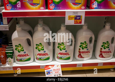 Washing powder Ariel in a supermarket shelf Czech Republic Stock Photo