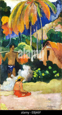 Paul Gauguin, Landscape in Tahiti (Mahana Maa) 1892 Oil on canvas. Ateneum, Helsinki, Finland. Stock Photo