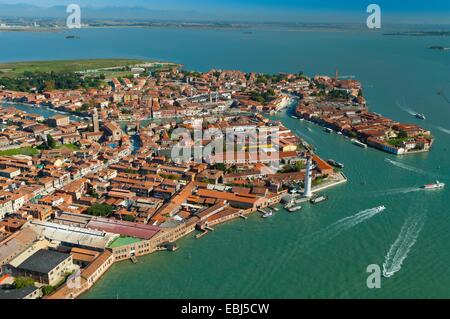 Aerial view of Murano island, Venice lagoon, Italy, Europe Stock Photo