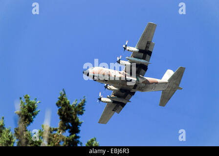 Israeli Air force Hercules C-130 transport plane in flight Stock Photo