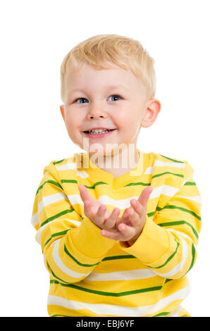 kid boy reaches his hands Stock Photo