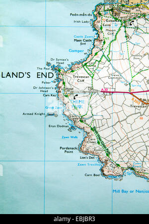 Ordnance Survey Map Of Lands End Cornwall England Ebjbr3 