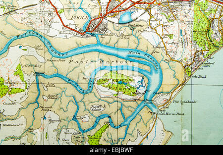 Road Map of Poole Poole Harbour and Bournemouth, England Stock Photo ...