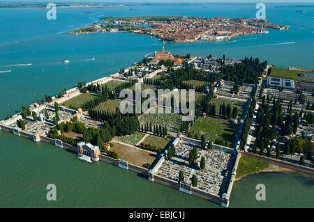 Aerial view of  San Michele and Murano islands, Venice lagoon, Italy, Europe Stock Photo