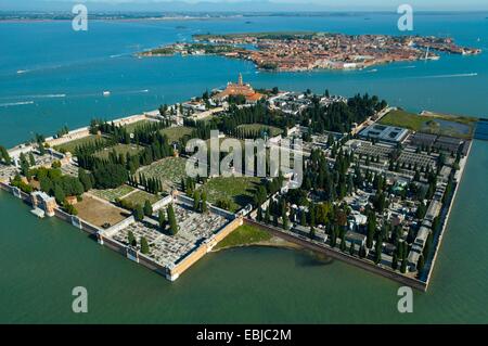 Aerial view of isola San Michele island, Venice lagoon, Italy, Europe Stock Photo