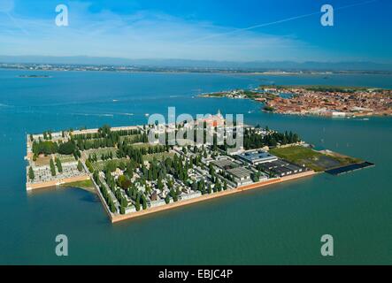 Aerial view of isola San Michele island, Venice lagoon, Italy, Europe Stock Photo