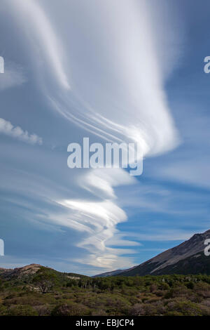 Lenticular clouds (altocumulus lenticularis). Patagonia. Argentina Stock Photo