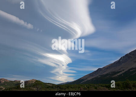 Lenticular clouds (altocumulus lenticularis) Patagonia. Argentina Stock Photo