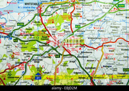 Road Map of Canterbury, England Stock Photo - Alamy