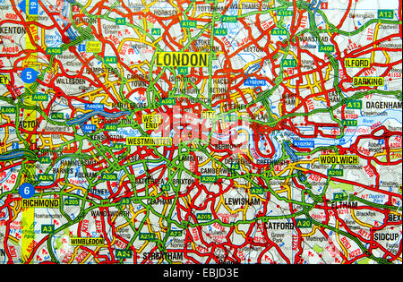Road Map of London Stock Photo