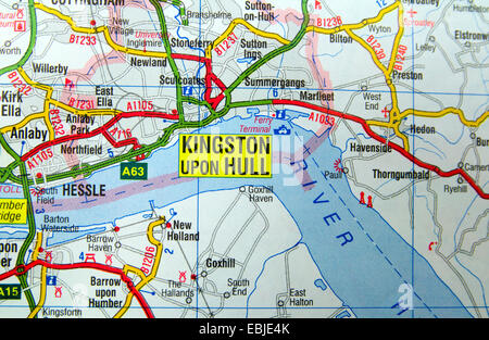 Road Map of Kingston upon Hull, England Stock Photo - Alamy