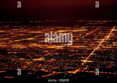 aerial view to Phoenix at night, USA, Arizona, Phoenix Stock Photo