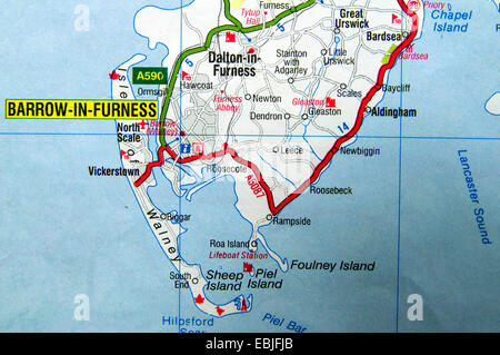 Road map of the north coast of England, showing Fleetwood, Cleveleys ...