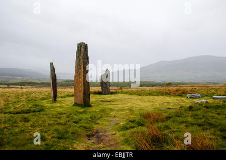 remains of the stone circle of Machrie Moor from the early bronze age, United Kingdom, Scotland, Arran Island Stock Photo