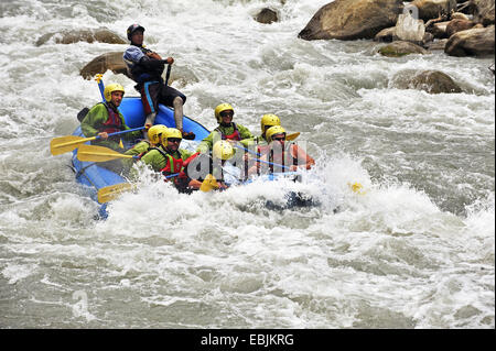 rafting in the wild water of the Gandaki River, Nepal Stock Photo