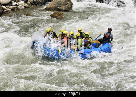 rafting in the wild water of the Gandaki River, Nepal Stock Photo