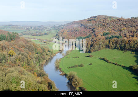 View of the Wye Valley and River Wye from Symonds Yat Rock View Point Stock Photo