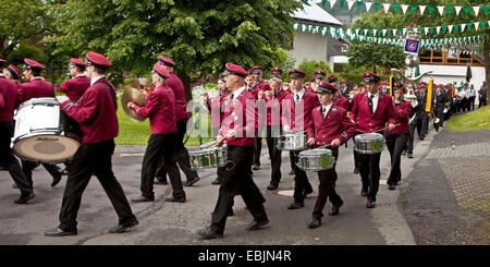 marching band at marksmen's festival in Ottfingen, Germany, North Rhine-Westphalia, Sauerland, Wenden-Huensborn Stock Photo