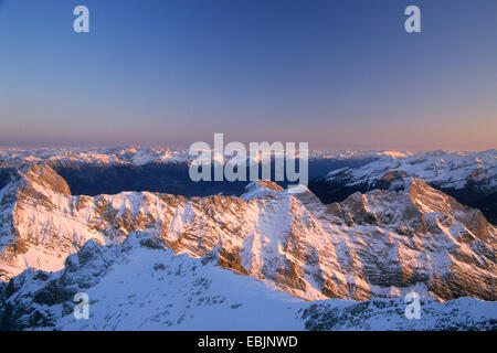 Alpstein massif , view from Saentis mountain peak in evening light, Switzerland, St. Gallen Stock Photo