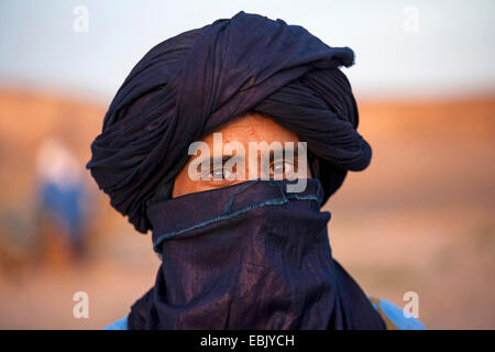 Tuareg with tagelmust, Morocco, Souss-Massa-DaraÔ Stock Photo