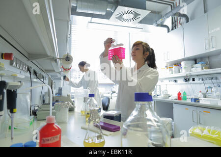 Biology lab technicians at work Stock Photo