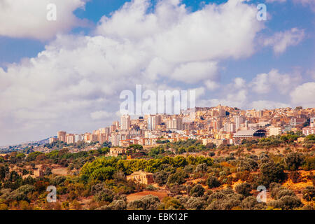 View of Agrigento taken from Valley of the Temples, Sicily, Italy Stock Photo