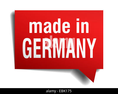 made in Germany red 3d realistic speech bubble isolated on white background Stock Photo