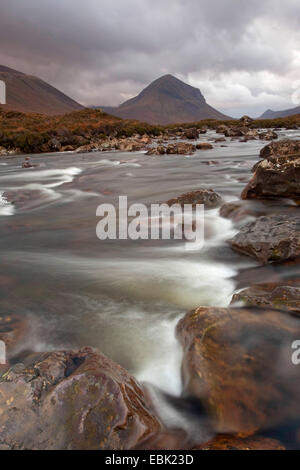 River Sligachan at dawn, United Kingdom, Scotland, Isle Of Skye Stock Photo