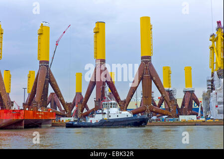 tetrapods on the quay wall of harbour Kaiserhafen, Germany, Bremerhaven Stock Photo