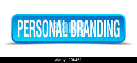 personal branding blue 3d realistic square isolated button Stock Photo