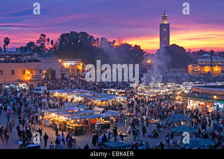 market place Djemaa el Fna in the evening, Morocco, Marrakesh Stock Photo