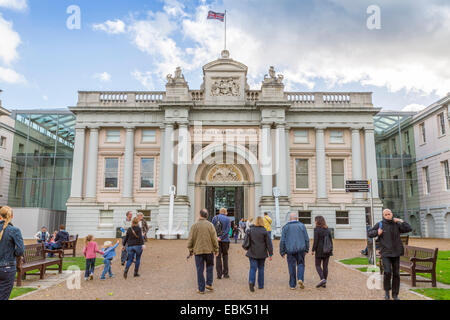 A Panoramic view of the exterior facade and entrance of The National Maritime Museum , a Unesco world heritage site, Greenwich, London,England UK Stock Photo