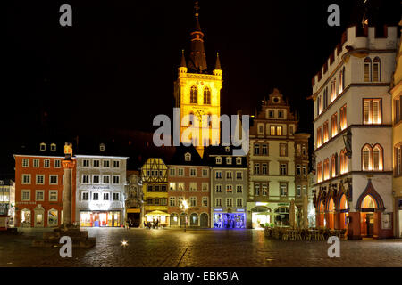 market place at night, Germany, Trier Stock Photo