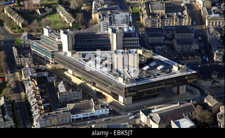 aerial view of the former Halifax Building Society HQ in Halifax, West Yorkshire, UK Stock Photo