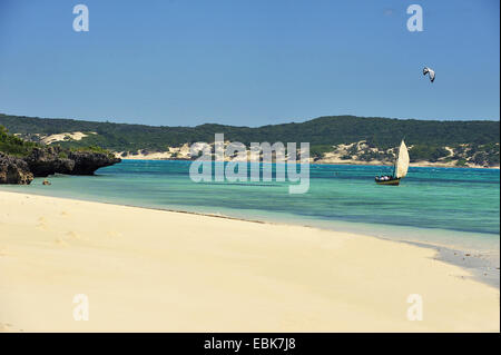 sandy beach and emerald sea in the bay of Diego Suarez, Madagascar, Antsiranana, , Diego Suarez Stock Photo