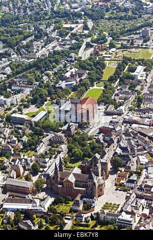 aerial view to Trier with Cathedral of Saint Peter, Aula Palatina and Kaiserthemen, Germany, Rhineland-Palatinate, Trier Stock Photo