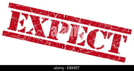 expect red grungy stamp isolated on white background Stock Photo