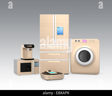 Set of household appliances with touch panels. Concept for 'Internet of things' Stock Photo