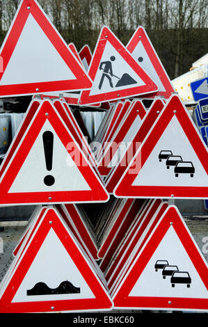 different traffic signs at a collection point, Germany Stock Photo