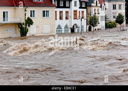 Flood and flooding of the streets in Steyr, Austria, Upper Austria, Steyr Stock Photo