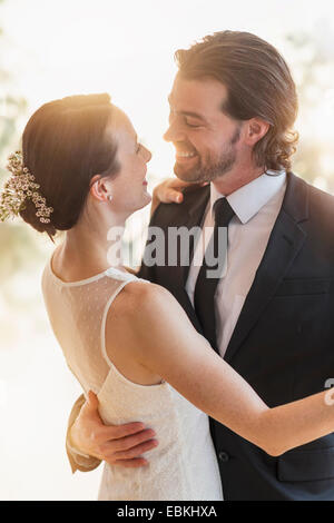 Bride and groom dancing Stock Photo