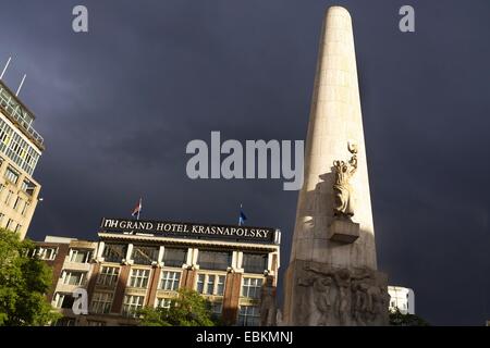 Dam Square and NH Grand Hotel Krasnapolsky, Amsterdam, Netherlands Stock Photo