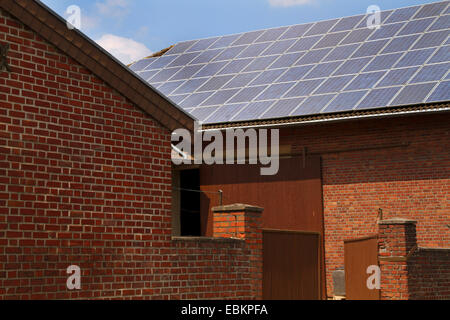 solar panels on the roof of a farmhouse Stock Photo