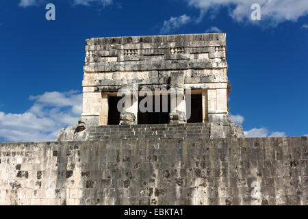 Detail of a tower at the Juego de Pelota (ball game) ruins at the Mayan city of Chichen Itza, Mexico. Stock Photo